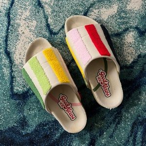 Good News x H&M Rainbow Recycled Slides